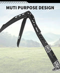 Foldable Sickle With Sheath, Knife And Saw All In One, shown open against outdoor backdrop, multipurpose design.