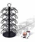 Compact K Cup Storage Carousel That Holds 45 Coffee Pods Five Tier Capsule Organizer Space Saving Black Display Stand For Keurig Pods
