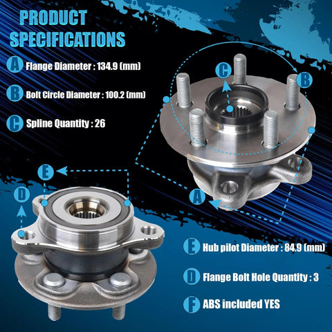 Specifications of Pair Front Wheel Bearing Hubs Assembly For Toyota Corolla 2019-2024 And Prius 2016-2022 AWD-e And Prime 2017-2022 Front Left And Right Replacement Kit OEM-Grade Ready To Install Smooth Ride