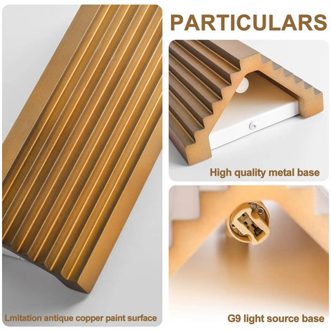 ZEROUNO Modern LED Wall Sconce Indoor Wall Lights Set of 2, Bronze Hardwired Up and Down Wall Mount Light for Living Room Bedroom Hallway Corridor Stairs Warm White 3000K (with Replacement G9 Bulbs) detailed metal base and G9 light source.
