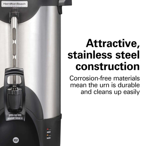 Commercial 40 Cup Stainless Steel Coffee Urn With No Touch Dispensing Double Wall Thermal Carafe 120V NSF Certified