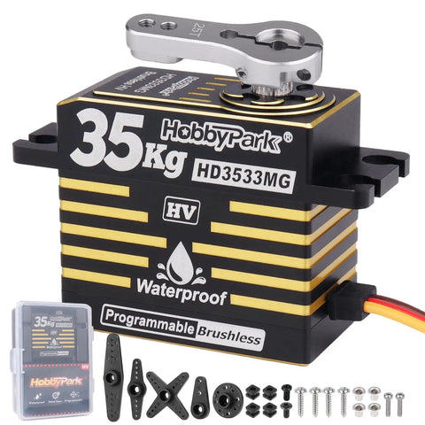 Waterproof RC Servo With Brushless Motor Beefy 35kg Torque Metal Gears Aluminum Case IP67 Waterproof 180 Degree HV For RC