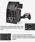 Acoustic Guitar Preamp With Piezo Pickup, 5 Band EQ, Digital Tuner, Onboard Volume, And Loudness Contour in black casing