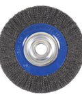 Knockout crimped wire brush attachment for Badass 10 Inch Industrial Bench Grinder, ideal for metal work and polishing.