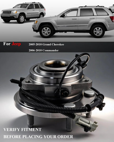 2Pcs Front Wheel Bearing And Hub Assembly For 2005-2010 Grand Cherokee And 2006-2010 Commander With ABS 5 Lug