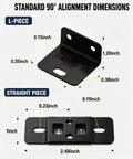 Eight Pack Quick Fitting Furniture Joint Brackets 16 Inch White Heavy Duty Rigid Two In One Anchor Clips with dimensions labeled