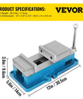 Non Swivel Milling Lockdown Vise 4 Inch Precision Bench Clamp For Milling And Drilling Machines 100mm Jaw Opening shown with dimensions