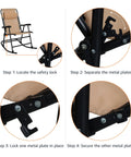 Go To Outdoor Portable Folding Rocking Chair With Headrest For Porch And Patio safety lock steps illustration