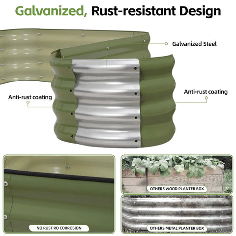 Galvanized steel with anti-rust coating detail of 4 In 1 Modular Raised Garden Bed Kit With Adjustable Sizes For Vegetables And Fruits.