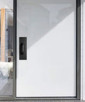 12 Inch Stainless Steel Push Pull Door Handle Set With Black Finish Including Mounting Screws Built Tough Heavy Duty Surface Mount Door Pull Plate And Push Plate Kit For Office Home Shop Warehouse Cabinets on white door