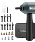 Transform Your Drills Into A Clutch Rivet Nut Tool With This Heavy Duty Cordless Adapter Kit showing adapter, mandrels, and nuts.