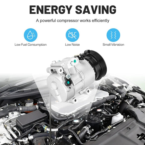 Top Shelf Air Conditioning Compressor Assembly With Built In Clutch For Kia Forte And Forte Koup Models From 2010 To 2013 Featuring 2.0L And 2.4L Engines No Sweat Cooling Setup Solid Vehicle Part installed in an engine bay.