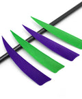 60 Piece 4 Inch Arrow Feathers Right Wing Shield Cut Fletching In Green And Purple For Wood Bamboo And Carbon Arrows