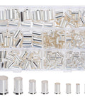Assortment Of Wire Ferrule Connectors Kit 8 Sizes Tinned Copper Crimp Terminals in clear plastic organizer box
