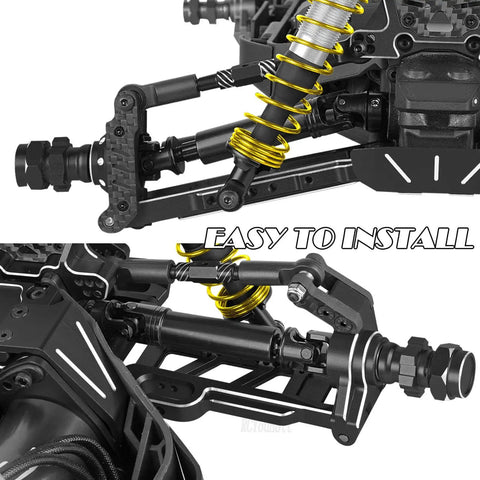 Close-up of Aluminum Suspension Arms And Caster Block And Steering Blocks And Rear Stub Axle Carriers for RC Cars