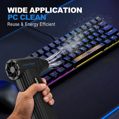 Two In One Air Duster And Vacuum Beast With 130000 RPM Brushless Motor used on a keyboard