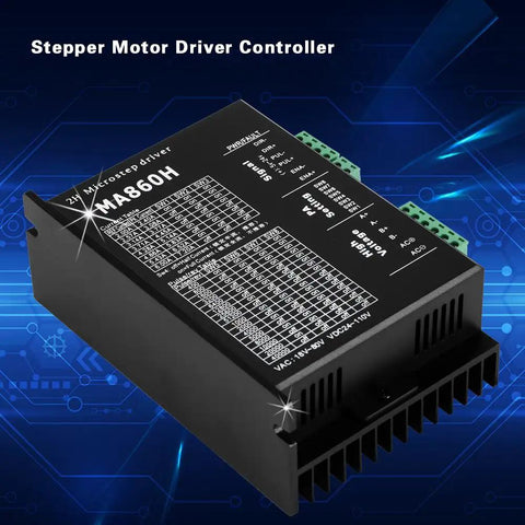 Front view of MA860H 200KHz Stepper Motor Driver Microstep Controller for 2-Phase 86 Motors with easy plug-and-play setup.