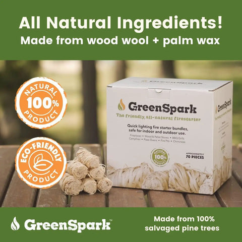 Natural All Weather Fire Starters For Grill, Fire Pit, Campfire And Pizza Oven, Eco Friendly Pine Wood Wool With Pure Stearin