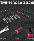 All-In-One 46-Piece Torque Screwdriver Kit With 1/4 Inch Drive, Adjustable 10-70 In-Lbs, Includes 40 S2 Bits And 5 CR-V Nut Drivers, Portable Case For Electronics, Bike, DIY And Repair, Orange CR-V and S2 steel accessories
