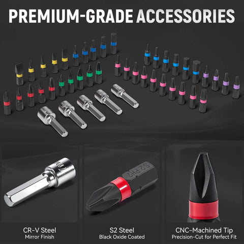 All-In-One 46-Piece Torque Screwdriver Kit With 1/4 Inch Drive, Adjustable 10-70 In-Lbs, Includes 40 S2 Bits And 5 CR-V Nut Drivers, Portable Case For Electronics, Bike, DIY And Repair, Orange CR-V and S2 steel accessories