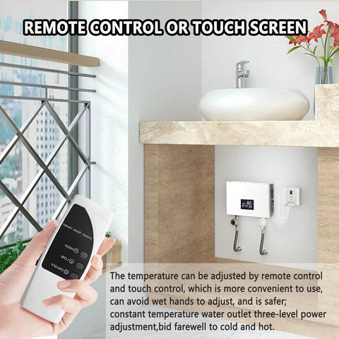 Remote control adjusting 3000W Tankless Water Heater With Remote And Digital Display 110V No Waiting Instant On Demand Hot Water In 3 Seconds 131F Max Efficient Compact Solution For Home Shower Sink Cabin RV