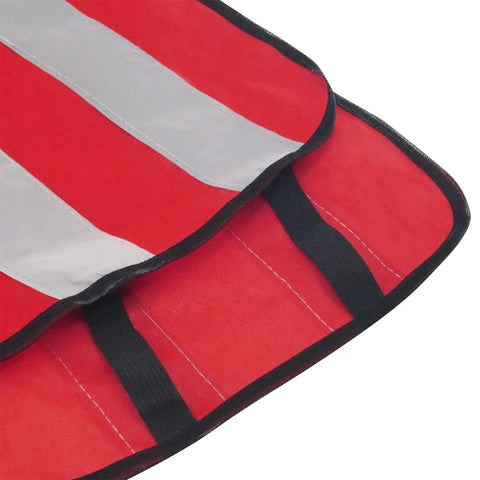 Close-up of Hella Bright Mesh Safety Vest For Kids With Heavy Duty Reflective Strips And Easy Stretch Waistband 5 Pack Neon Red showing reflective stripes and elastic bands.