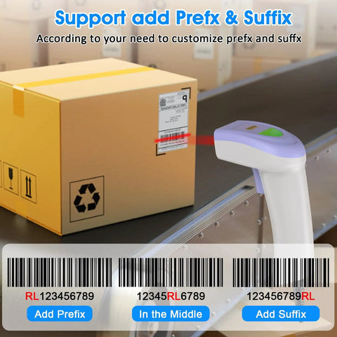 USB 1D Barcode Scanner Handheld Wired CCD Image Scanner That Reads Code 128 UPC EAN from Paper or Screen scanning a box on conveyor