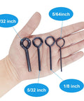 Hand holding 12 Pc Black Hex Key Set With Full Loop Handles, Dogging Keys For Panic Exit Devices in 5/64, 1/8, 5/32, 7/32 inch sizes