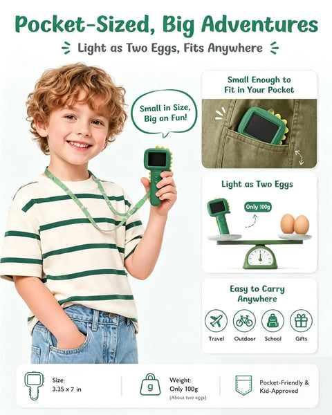 2 In 1 Kids Microscope Camera Handheld Pocket Digital Scope With Autofocus 1000x Magnification And 16x Zoom Dope STEM Toy For Insects Plants Coins Jewelry Stamps Perfect Gift For Curious Kids, green handheld microscope in boy's hand