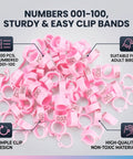 8mm Plastic Pigeon Leg Bands Rings With Numbers 001 To 100 In A 100 Count Bag Six Color Options For Easy Bird Identification