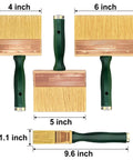 Pro Grade Deck Stain Brush Set 3 Pack Large 4 Inch 5 Inch 6 Inch With Threaded Extension Hole for Wood Decks and Furniture Stain