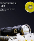 Close-up of Beast Mode 3500 Lumen USB C Rechargeable Flashlight with ultra bright LED light and waterproof build for outdoor use.