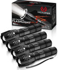 Led Flashlight 4 Pack With 2000 Lumens, Tactical Zoomable Beams, 5 Modes, Waterproof Design, flashlights with packaging