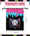 Ice Cream Drip Baseball Drawstring Bags 48 Pack 6x8 Inch Waterproof Gift Bags with colorful ice cream design