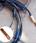 Premium 30 Pack Mig Welding Gun Copper Contact Tips In Three Sizes For Miller And Hobart M Series Guns Heat Resistant and Built to Last attached to welding cable.