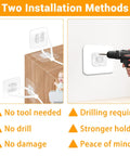 No Sweat No Drill Furniture Adhesive Anchors 10 Pack installation methods, tool-free and drill options for safety.