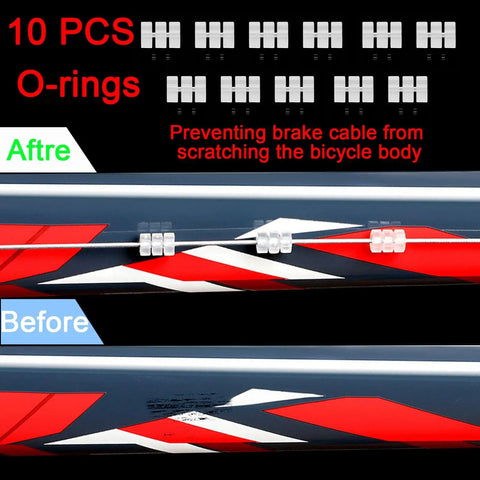 Ten Piece Go To Bicycle Brake And Derailleur Cable Kit with O-rings preventing scratches on bike frame