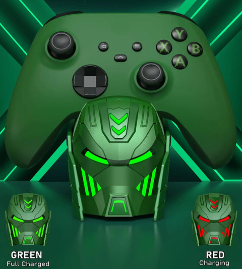 Upgraded Dual Controller Charger Dock With 2x5520mWh Rechargeable Battery Packs For Xbox One Series X S Controllers Green