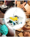 Pro Grade 5 In 1 Lapidary Saw Kit With Jade Grinder And Polisher, Adjustable 800 To 10000 RPM, shown with accessories