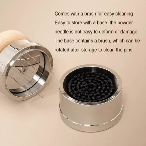 Hit That Perfect Pull Every Session With This 58 Mm Espresso Accessories Kit featuring a stainless steel base and brush for easy cleaning.
