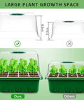 All In One Seed Starter Tray Kit 10 Pack With 120 Cells shown with heightened lids, allowing more plant growth compared to others
