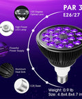 2 Pack 36W LED Black Light Bulbs E26 PAR38 Glow In The Dark UV 395nm with aluminum heat sink and 120° beam angle