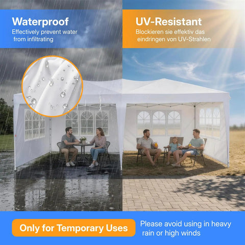 10x20 Ft Pop Up Canopy Tent With Six Sidewalls And Mosquito Netting, Heavy Duty Commercial Instant Outdoor Shelter In Use
