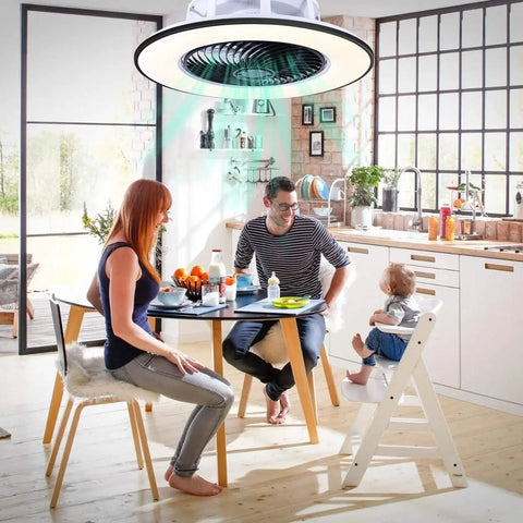 Family dining under 22 Inch RGB Ceiling Fan With Lights And Ambient Festival Glow Built In Speaker Remote And App Control Music Rhythm Mode