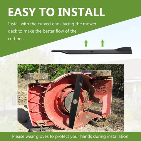Beefy High Lift Mower Blades Set For 60 Inch Hustler Mower 3 Pack Replaces 793794 794685 794214 794230 603992 installed view