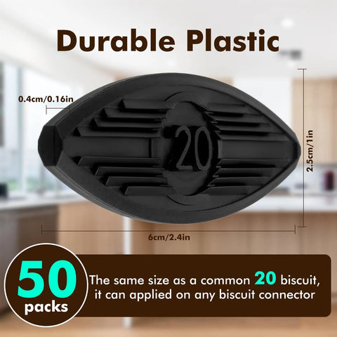 Fifty Pieces Plastic Biscuit Joiners Self Clamping Plate Joiner Tool Connectors for woodworking, black, size 60x24x4 mm