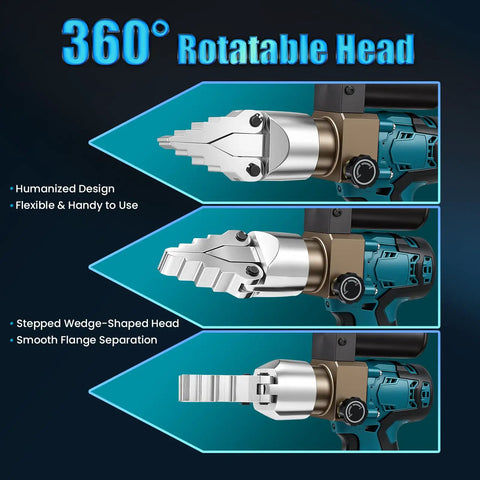 Cordless Hydraulic Flange Spreader Tool 8T 18V Battery Powered Portable Pro Grade Separator 360° rotatable head design