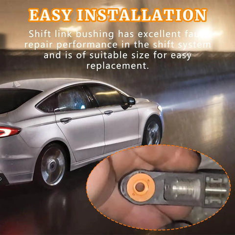 Shift Linkage Bushing Repair Kit For Ford Fusion And Lincoln MKZ 2013 To 2020 Transmission Shift System Fault Fix Premium Durable Plastic Construction Ensures Smooth Shifts And Reliable Performance. Close-up of bushing being installed with a car in the background.