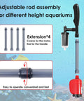 36W Electric Gravel Cleaner For Aquariums The Real Deal Automatic Fish Tank Vacuum with telescopic pole components displayed