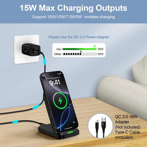 Wireless Charging Stand For 15W Fast Charging With Auto Output Galaxy S26 Ultra desk setup with phone charging